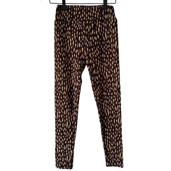 Lularoe Women's Black White Giraffe / Brown Tan Knit Leggings One Size Set of 2 - Picture 4 of 7